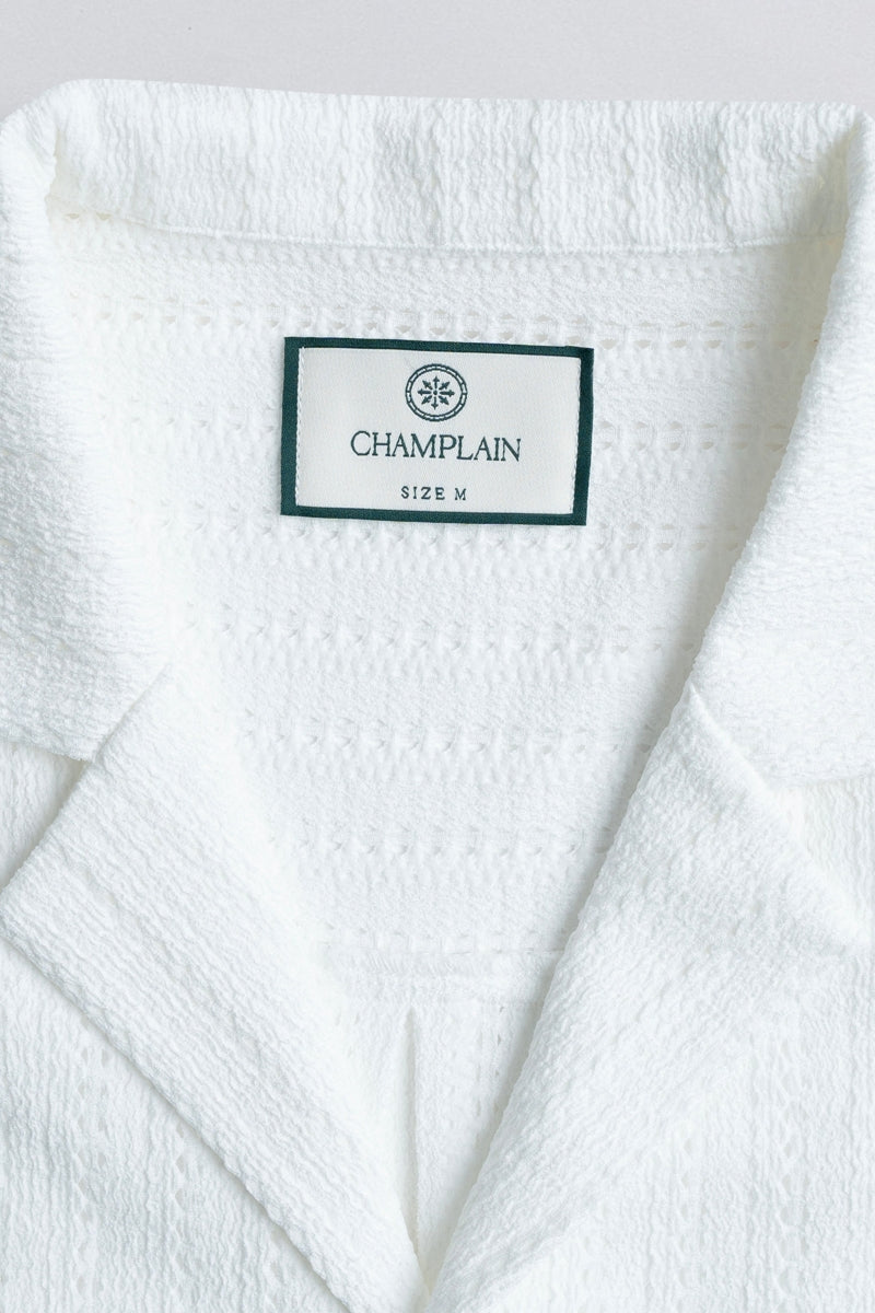 Wholesale,Champlain, Champlain White Stretch Camp Collar Shirt, White, Medium-44-TagMLarge-46-TagLExtra Extra Large-50-TagXXL