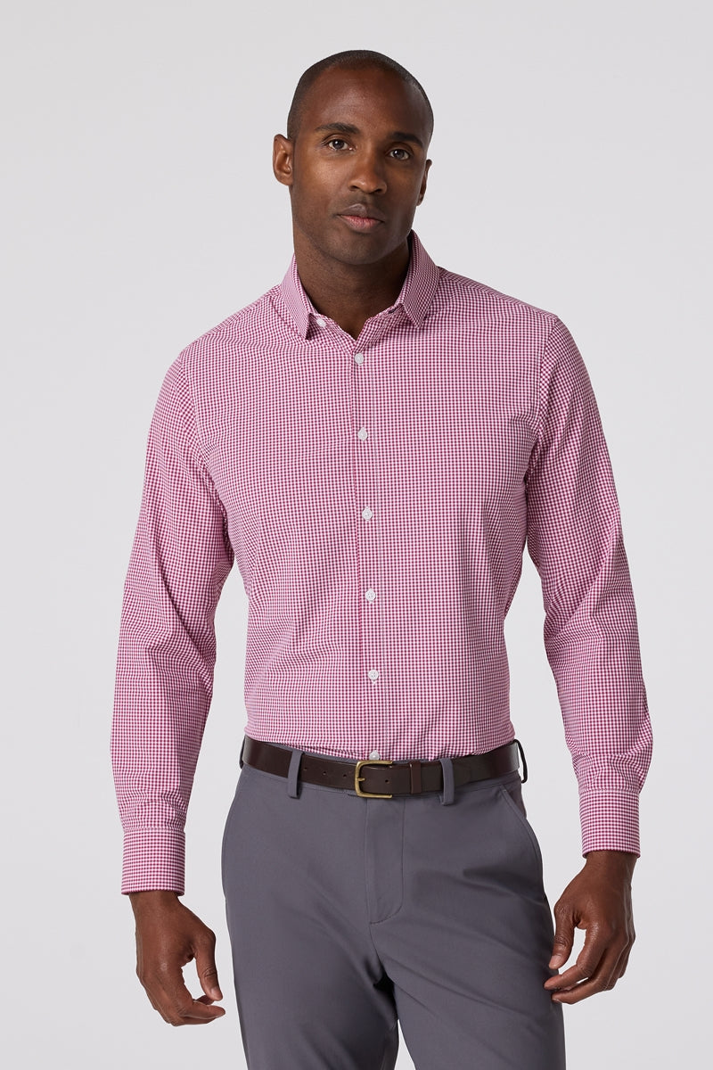 Wholesale,Mizzen + Main, Mizzen + Main Mulberry Gingham Trim Dress Shirt, Purple, Large-46-TagL