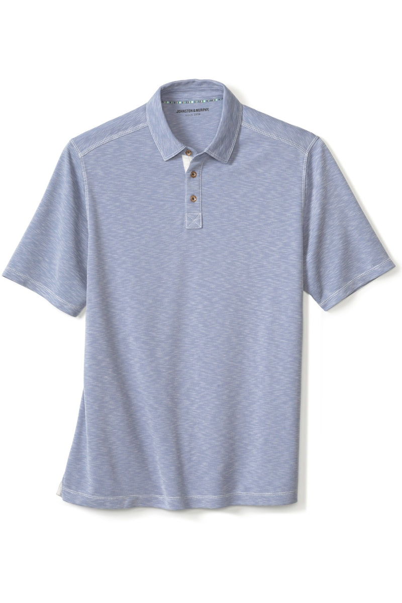 Wholesale,Johnston & Murphy, Johnston & Murphy Dusty Blue Vintage Slub Polo, Blue, Extra Large-50-TagXL