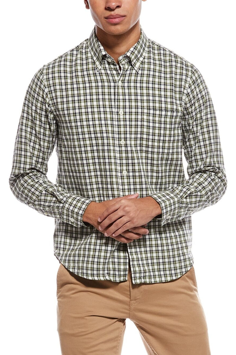 Wholesale,Robert Talbott, Robert Talbott Green/White Plaid Shirt, Green, Small-40-TagS