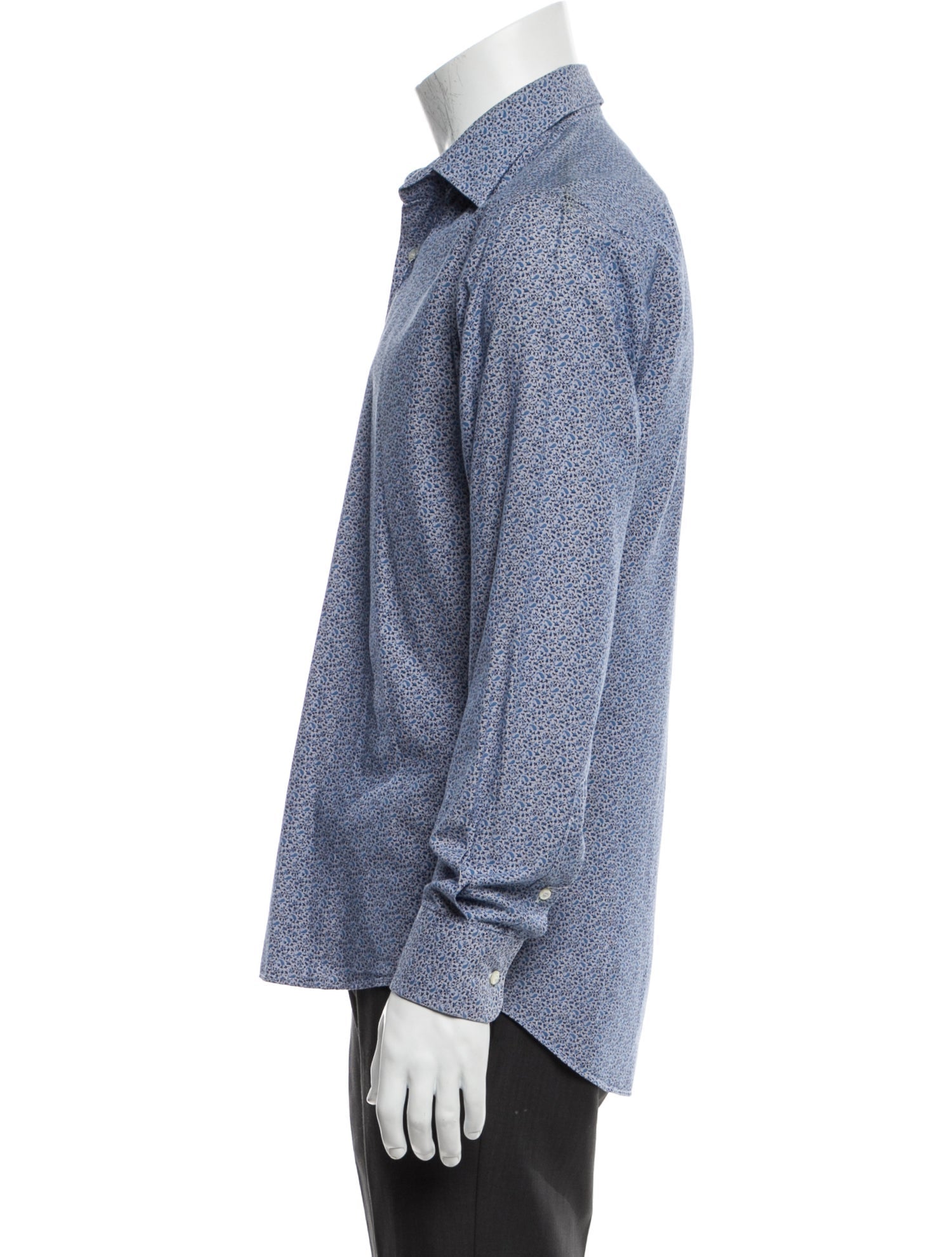 RealReal,Etro, Etro Blue Floral Print Long Sleeve Dress Shirt, Blue, Small-40-TagS