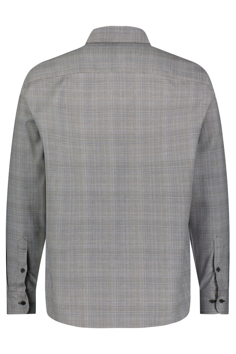 Luchiano Visconti Charcoal Plaid Basket Weave Long Sleeve Button Up