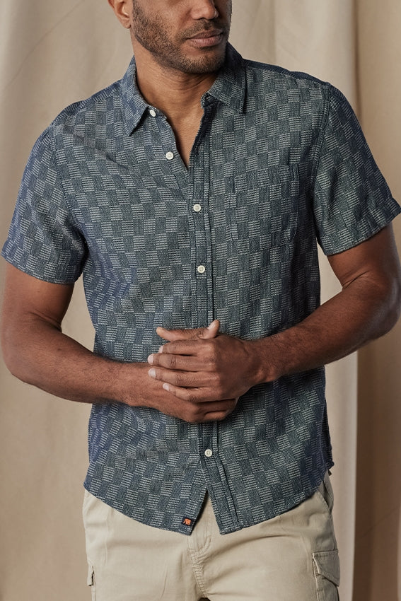 Wholesale,The Normal Brand, The Normal Brand Navy Check Woven Shirt, Blue, Medium-44-TagMLarge-46-TagL