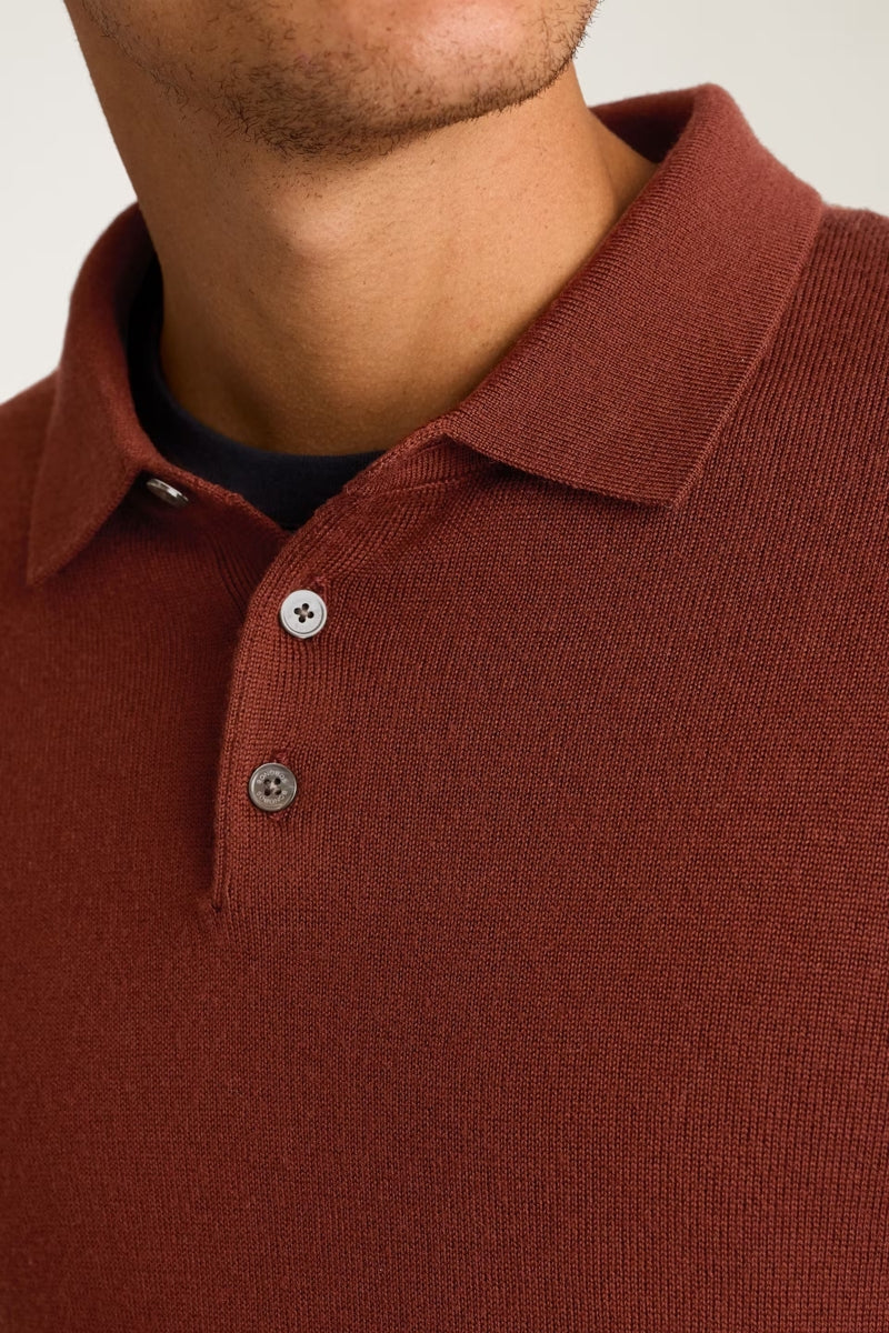 Wholesale,Bonobos, Bonobos Dark Amber Merino Wool Sweater Polo, Brown, Medium-42-TagM