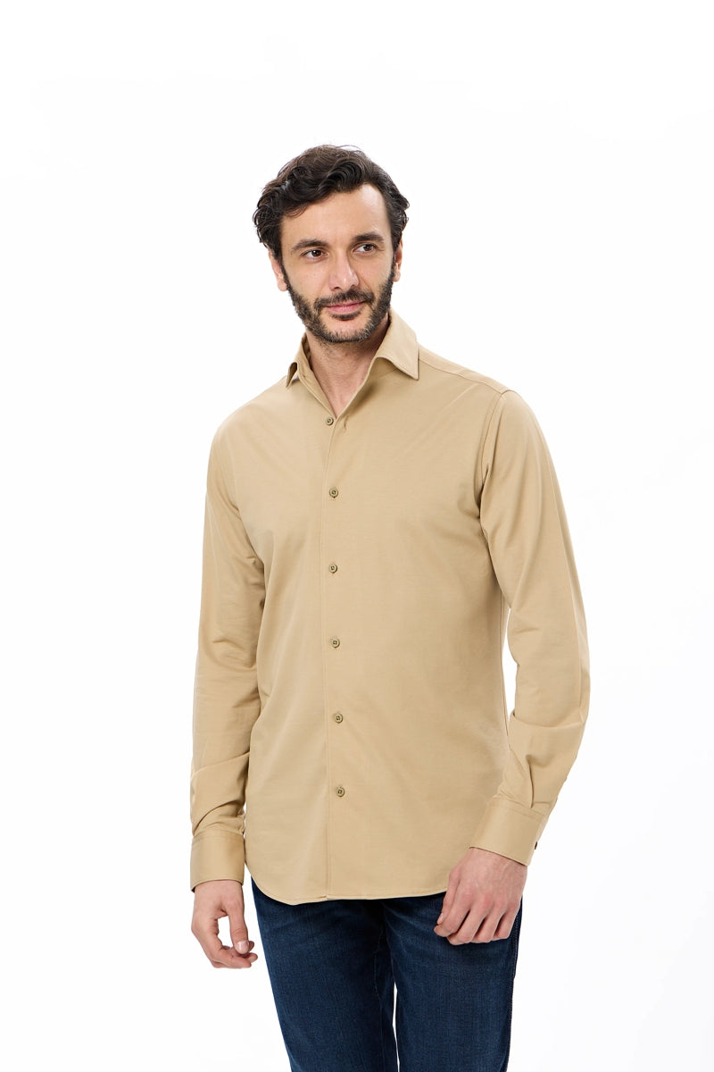 Wholesale,Luchiano Visconti, Luchiano Visconti Tan Performance Stretch Shirt, Tan, Medium-43-TagMLarge-46-TagLExtra Extra Large-52-TagXXL