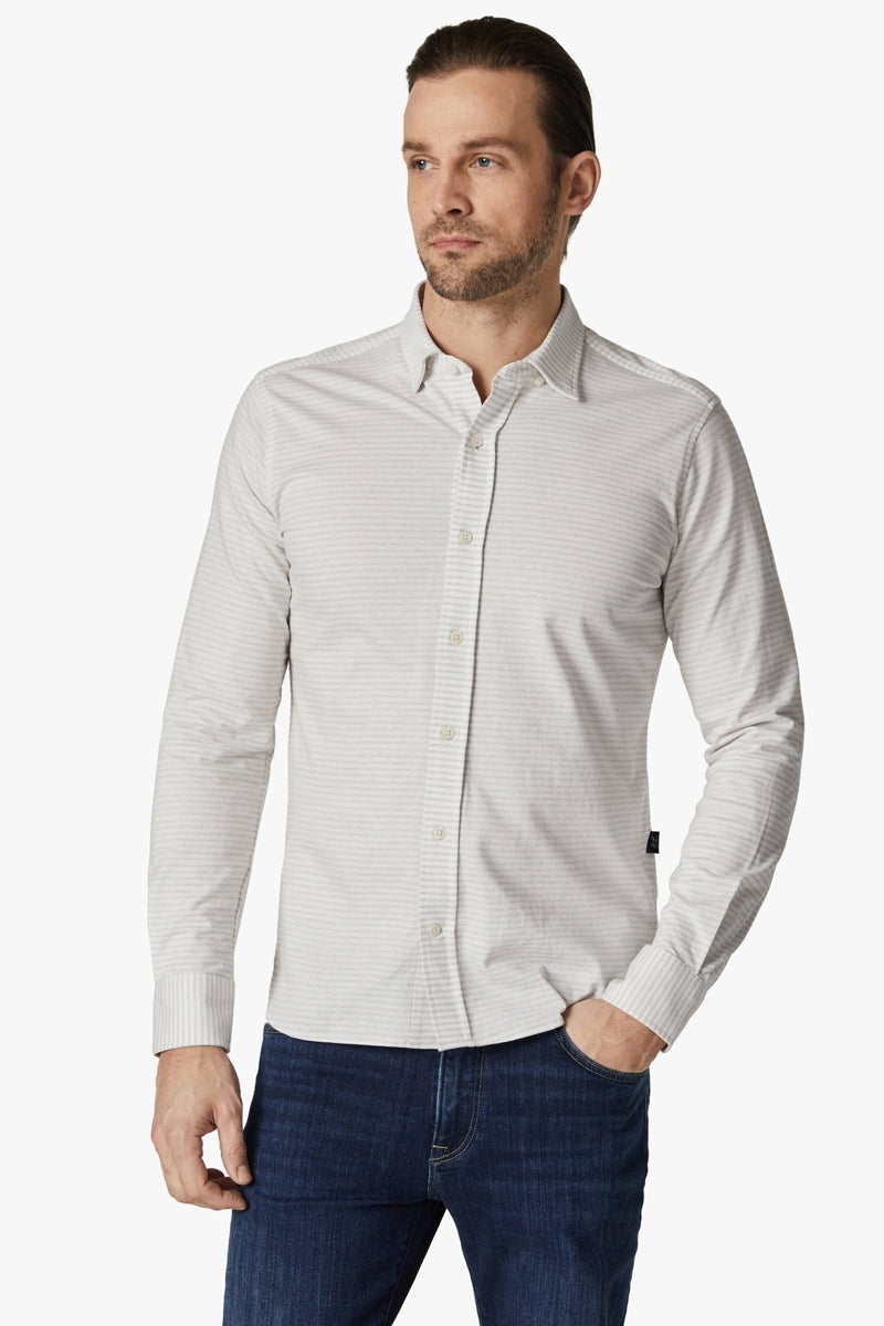 Wholesale,34 Heritage, 34 Heritage Taupe Horizontal Stripe Jacquard Shirt, Tan, Large-48-TagL
