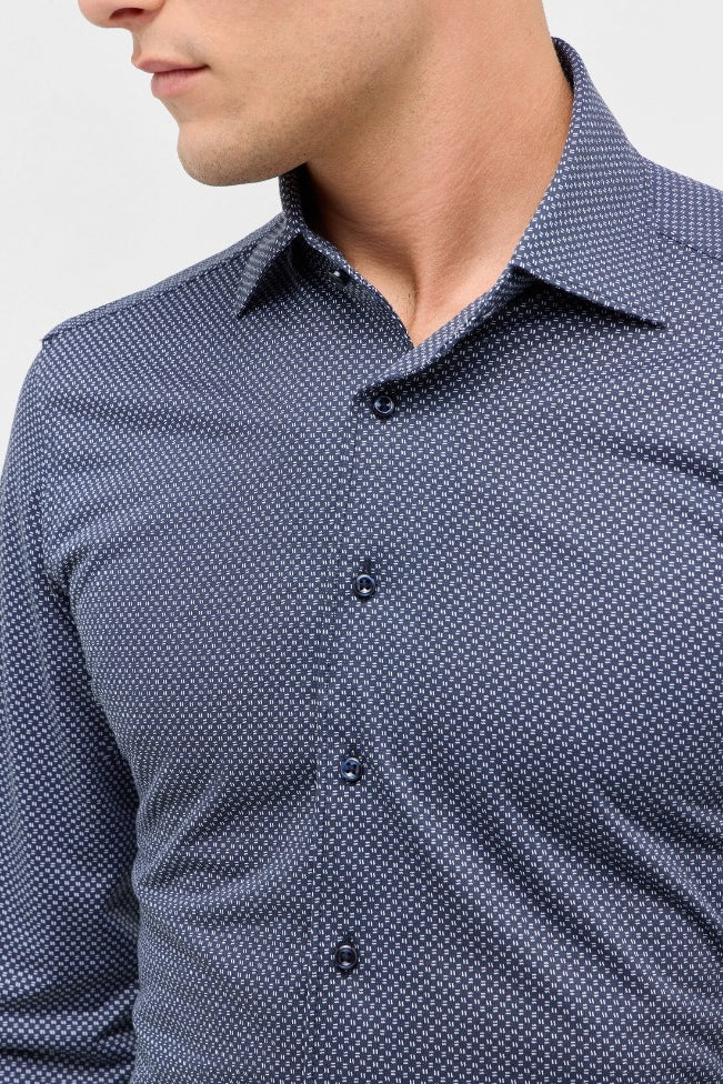 Wholesale,1863 by Eterna, 1863 by Eterna Grey Black Geo Japanese Knit Slim Fit Shirt, Black, Large-45-Tag16
