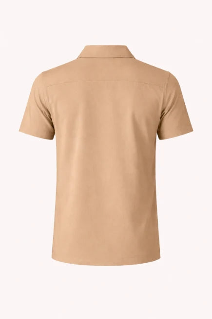 Wholesale,American Heritage, American Heritage Beige Camp Collar Shirt, Tan, Medium-44-TagM