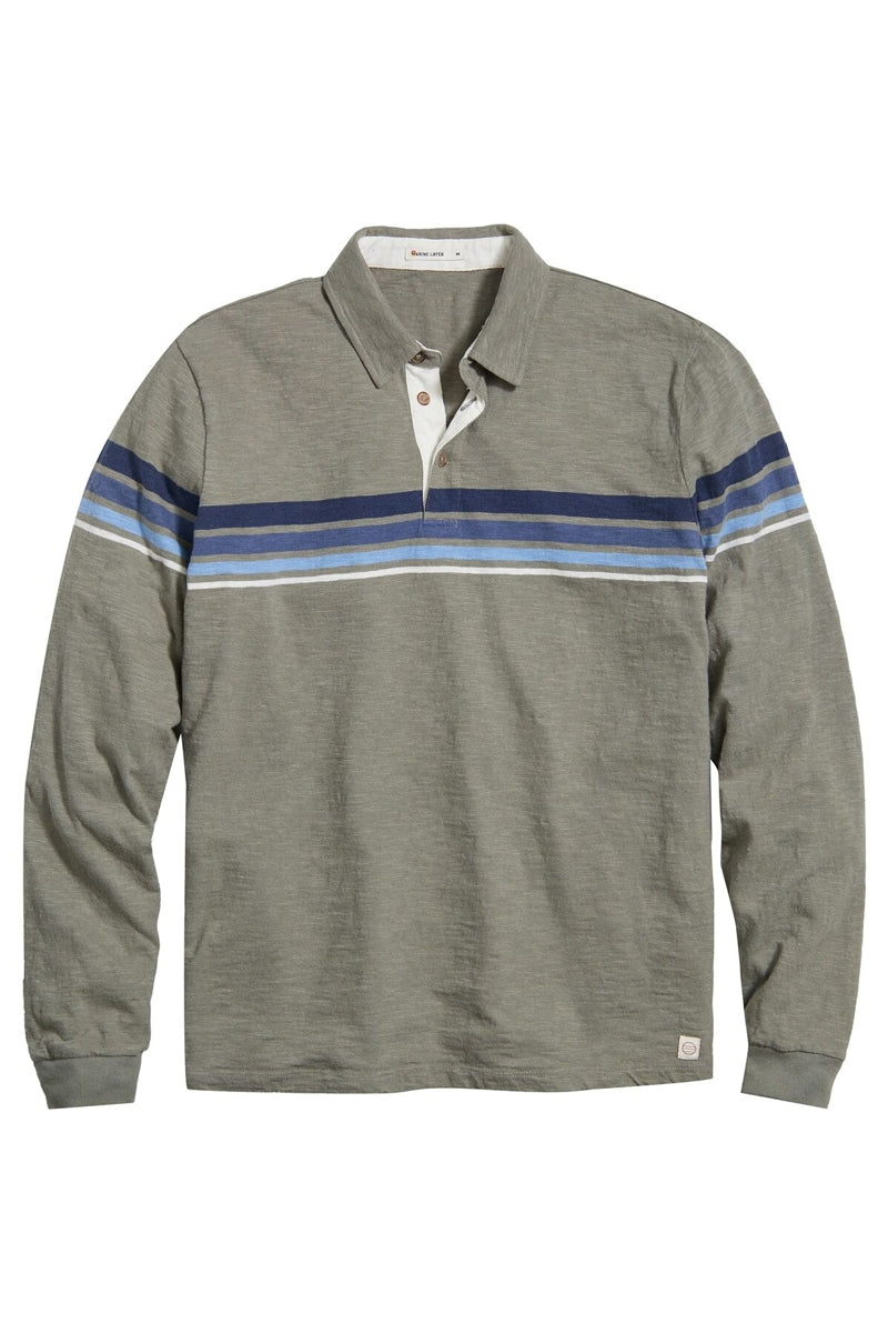 Wholesale,Marine Layer, Marine Layer Green/Blue Stripe Vintage Heavy Slub Rugby Polo, Green, Large-47-TagLExtra Large-50-TagXLMedium-44-TagMExtra Extra Large-53-TagXXLSmall-41-TagS