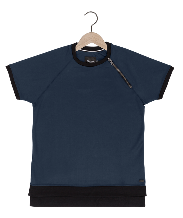 Reese De Luca Navy Raglan Scuba T-Shirt with Zipper