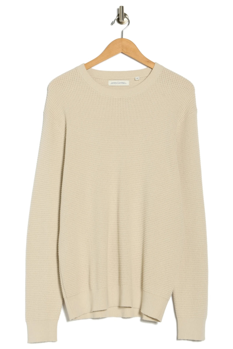 Wholesale,James Campbell, James Campbell Cream Waffle Knit Sweater, Cream, Large-48-TagLMedium-46-TagMExtra Extra Large-52-TagXXLExtra Large-50-TagXLSmall-40-TagS