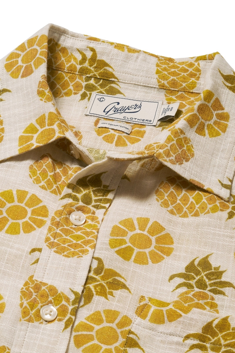 Faire,Grayers, Grayers Yellow Pineapple Slice Print Yarn Dyed Shirt, Yellow, Extra Large-52-TagXL