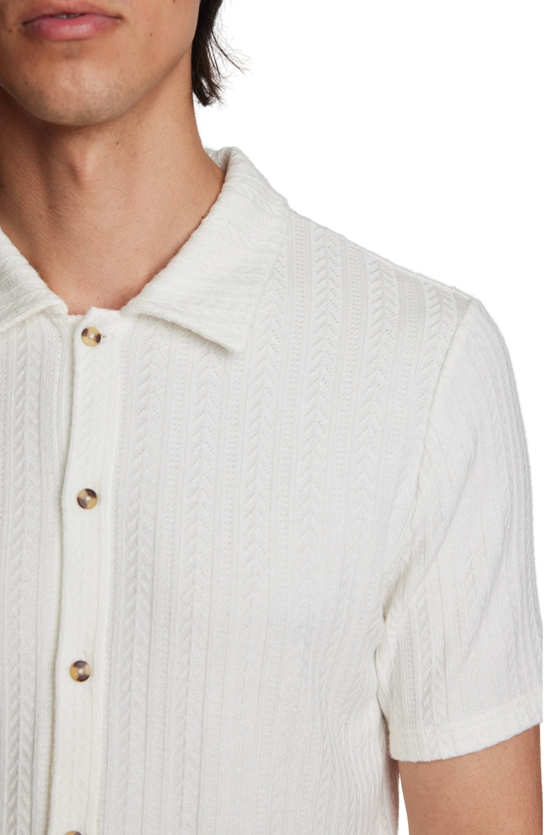 Wholesale,Paisley & Gray, Paisley & Gray Cream Full Placket Pointelle Polo Shirt, Cream, Medium-40-TagM