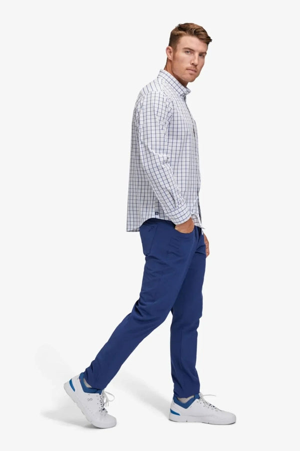 Mizzen + Main White/Navy Windowpane No Tuck Classic Dress Shirt