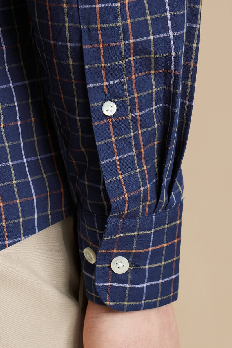 Wholesale,Charles Tyrwhitt, Charles Tyrwhitt Navy Multi Grid Poplin Check Stretch Shirt, Blue, Small-40-TagS