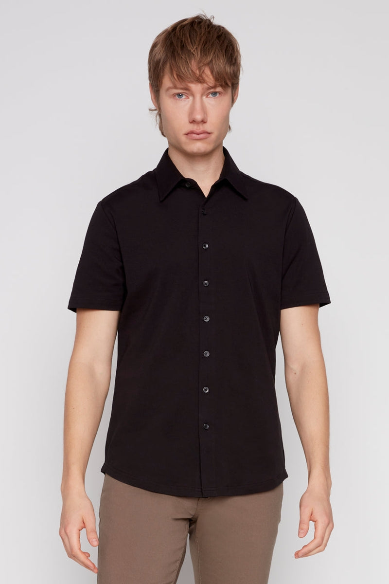 Wholesale,Projek Raw, Projek Raw Black Knit Short Sleeve Shirt, Black, Medium-42-TagMLarge-44-TagLExtra Large-48-TagXLExtra Extra Large-50-TagXXLSmall-40-TagS