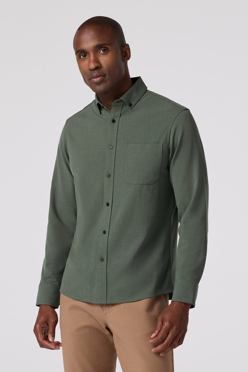 Wholesale,Mizzen + Main, Mizzen + Main Olive Heather Trim Flannel Shirt, Green, Large-46-TagL