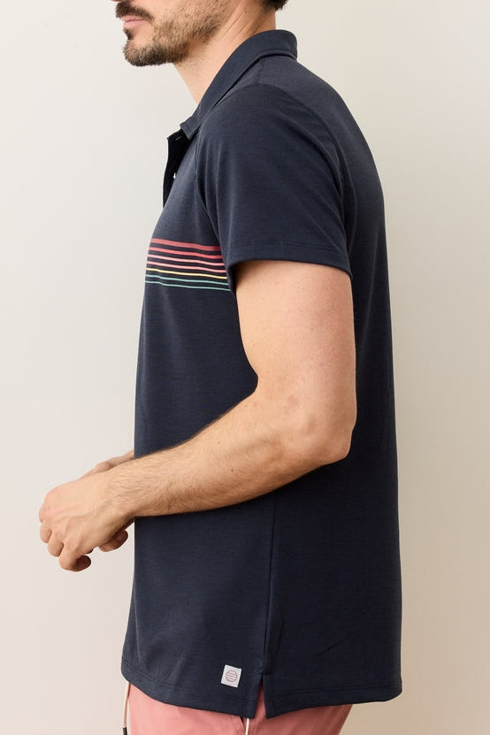 Wholesale,Marine Layer, Marine Layer Navy Multi Stripe Air Polo, Blue, Large-46-TagL
