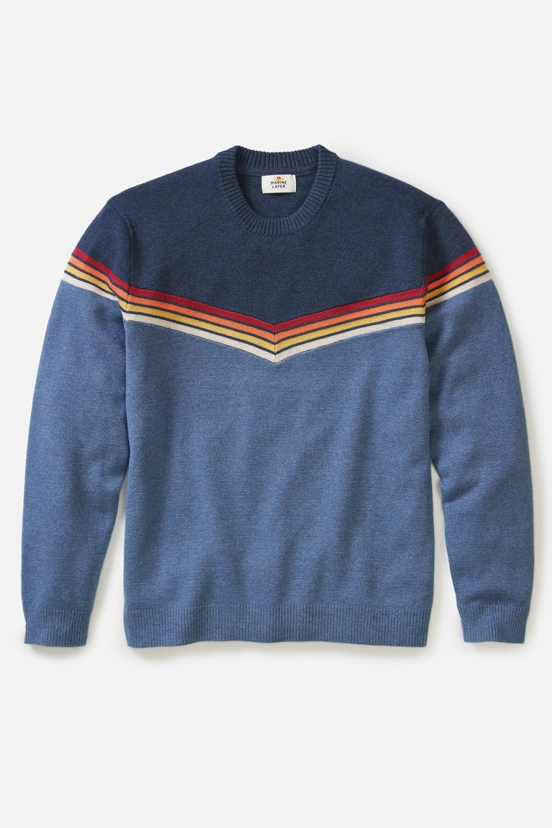 Wholesale,Marine Layer, Marine Layer Navy Colorblock Multi Stripe Fleece Sweater, Blue, Extra Large-48-TagXL