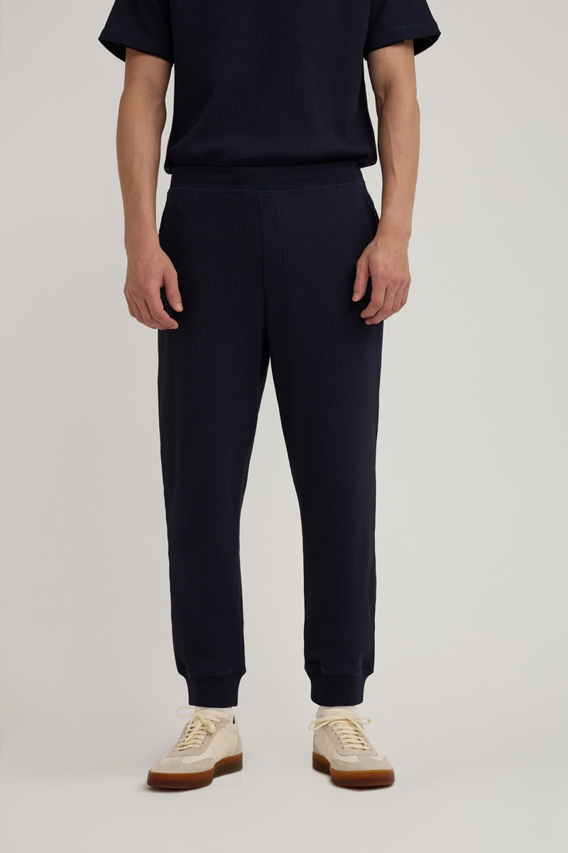 Direct From Brand,FYNE, FYNE Navy Knit Waffle Weave Joggers, Blue, 32W-30L-TagM36W-30L-TagL38W-30L-TagXL