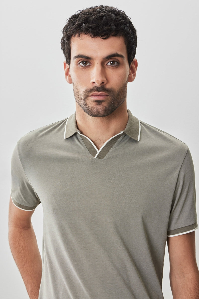 Wholesale,Robert Barakett, Robert Barakett Olive Birdeye Knit Open Collar Polo, Green, Extra Large-46-TagXL