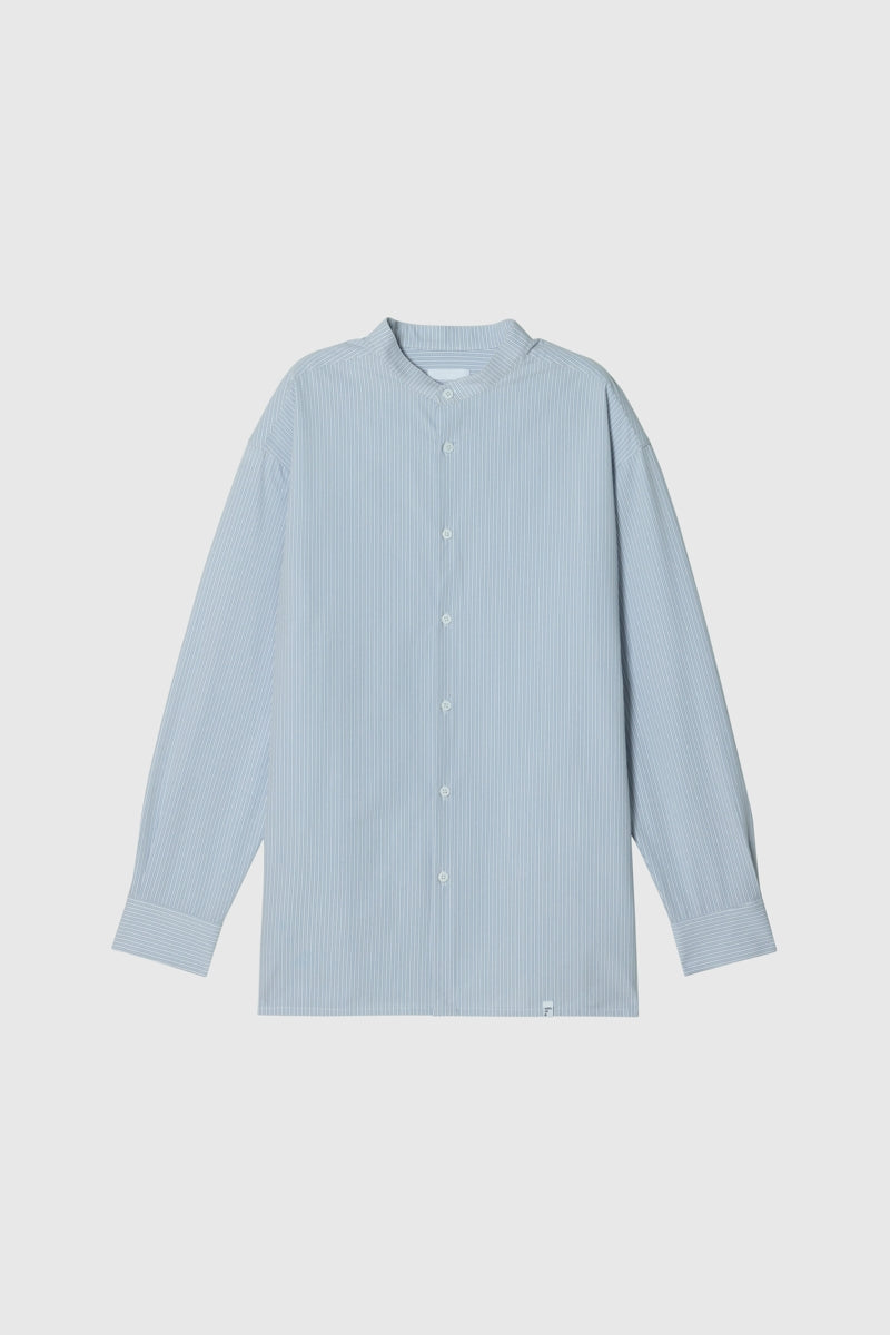 Direct From Brand,FYNE, FYNE Light Blue/White Stripe Stand Collar Moisture Absorption Shirt, Blue, Medium-44-TagM