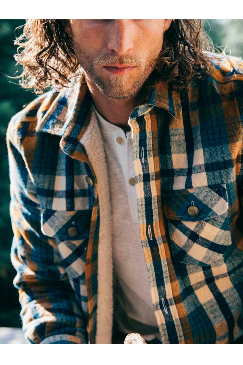 Other,Grayers, Grayers Edmund Multi Blue/Tan Sherpa Lined Fleece Shacket, Blue, Small-44-TagS