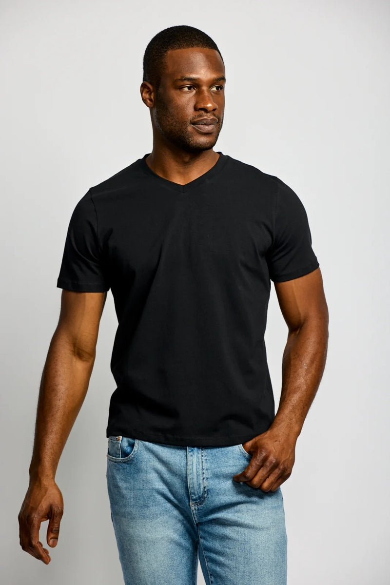Wholesale,Easy Mondays, Easy Mondays Black V-neck Jersey T-Shirt, Black, Medium-42-TagMMedium-44-TagLLarge-46-TagXLExtra Large-48-TagXXL