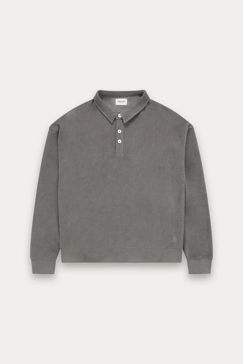 Wholesale,Kuwalla, Kuwalla Grey Ribbed Textured Chenille Polo, Grey, Small-46-TagSMedium-48-TagM