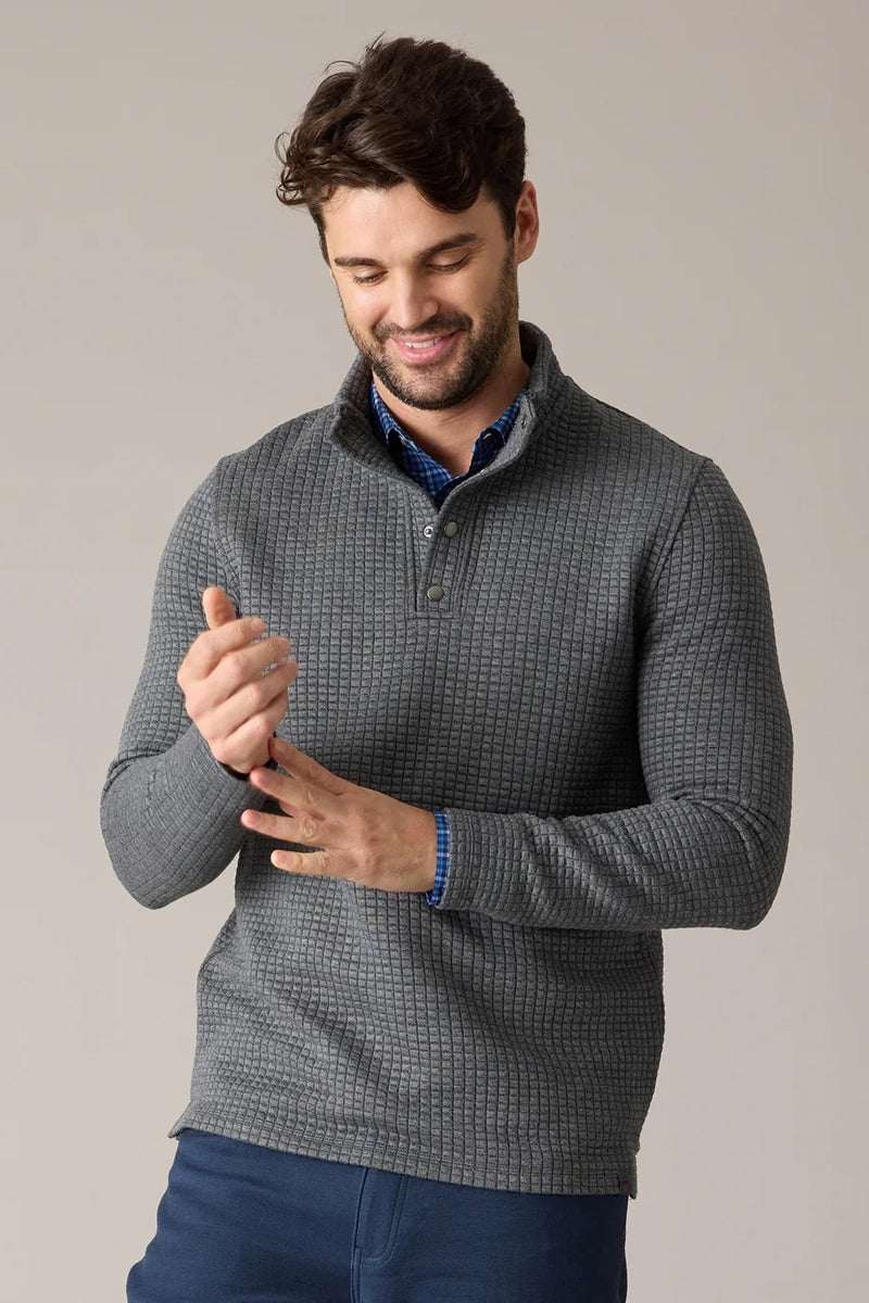 Faire,Flag & Anthem, Flag & Anthem Charcoal Heather Quilted 1/4 Snap Pullover, Grey, Medium-44-TagM