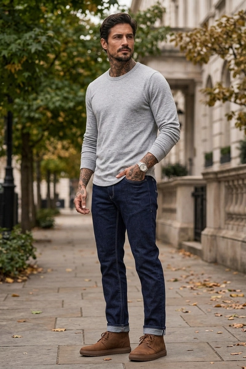 Wholesale,Kuwalla, Kuwalla Tee Melange Grey Crewneck Uppercut Tee, Grey, Medium-42-TagMLarge-44-TagLExtra Large-46-TagXLExtra Extra Large-48-TagXXL