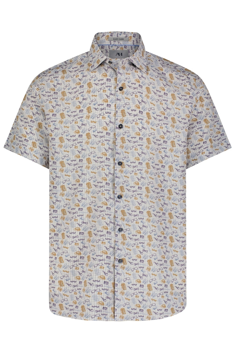 Wholesale,Luchiano Visconti, American Heritage Multi Print Grid 4-way Stretch Shirt, White, Large-48-TagL