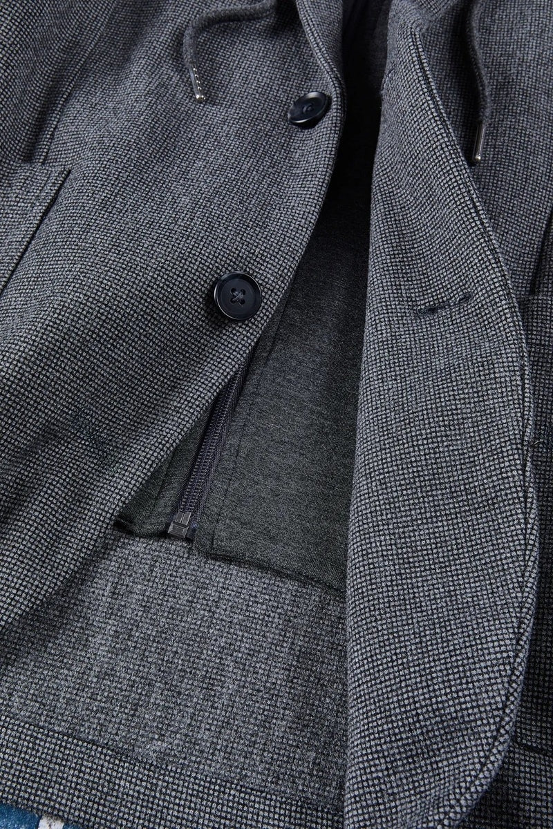 Wholesale,Nicoby Age of Wisdom, Nicoby Age of Wisdom Grey Removable Hoodie Knit Blazer, Grey, Small-40-TagSMedium-43-TagMExtra Large-48-TagXLExtra Extra Large-51-TagXXLLarge-46-TagL