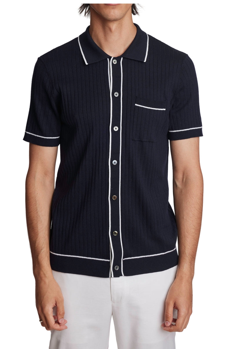 Wholesale,Paisley & Gray, Paisley & Gray Navy with White Contrast Polo Shirt, Blue, Large-44-TagXL