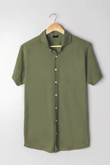 Brisk Military Green Knitted Soft Pique Short Sleeve Shirt