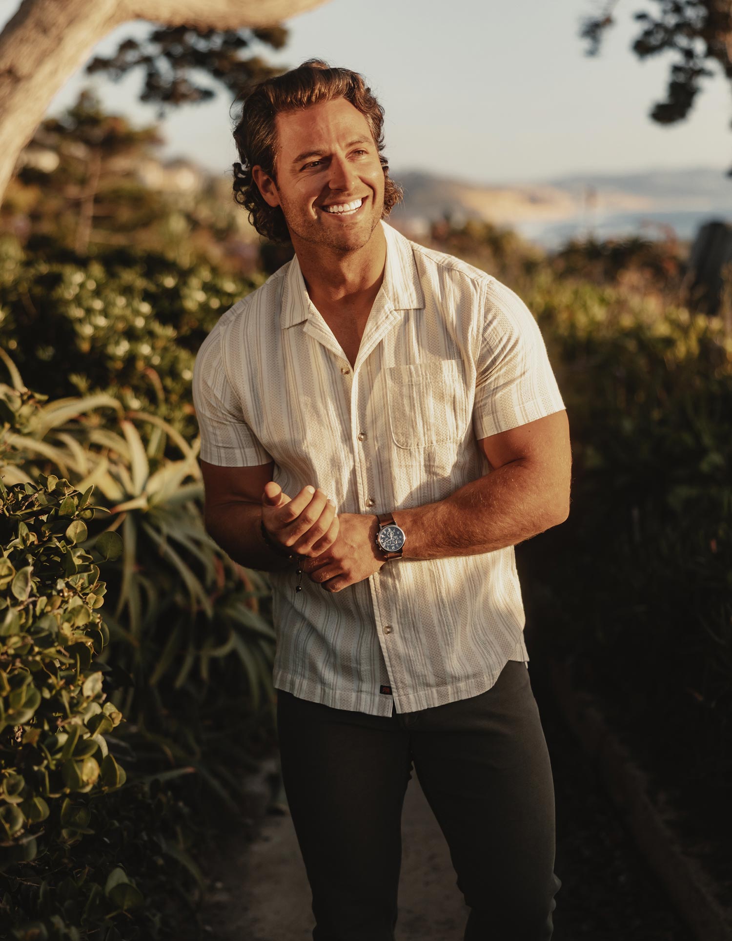 Wholesale,The Normal Brand, The Normal Brand Beige Stripe Puckered Texture Freshwater Camp Button Up Shirt, Tan, Large-47-TagLExtra Large-50-TagXLSmall-41-TagSMedium-44-TagMExtra Extra Large-55-TagXXL