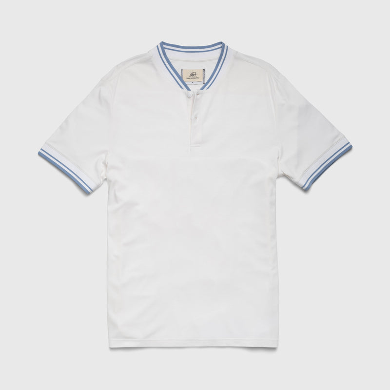 Surfside Supply White Piped Collarless Short Sleeve Performance Polo