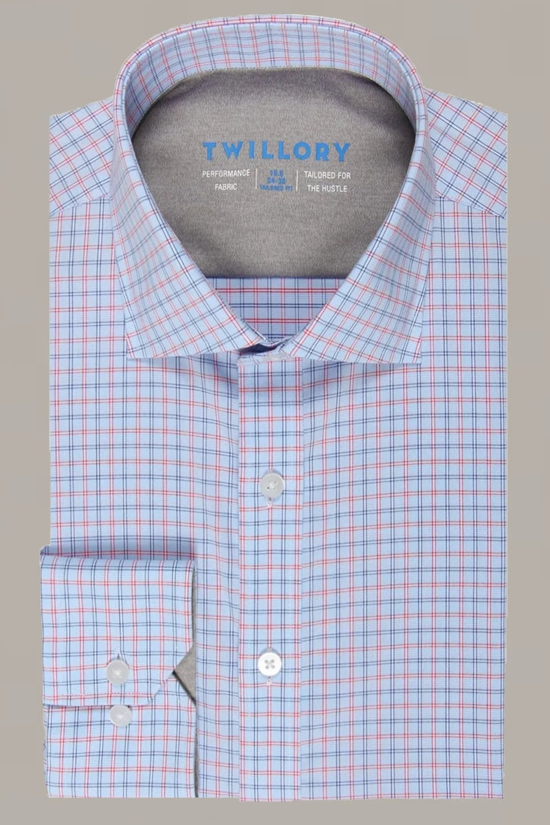 Wholesale,Twillory, Twillory Blue/Red Mini Windowpane Performance Shirt, Blue, Small-41-Tag15Medium-43-Tag15.5Medium-45-Tag16Large-47-Tag16.5Extra Large-50-Tag17.5Extra Large-52-Tag18Extra Small-40-Tag14.5