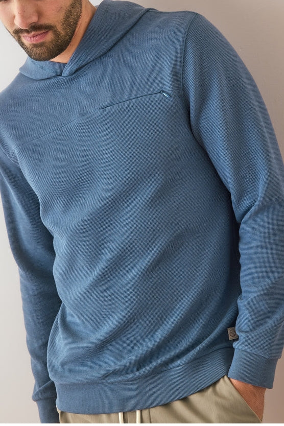Wholesale,Marine Layer, Marine Layer Blue Waffle Hoodie with Hidden Chest Pocket, Blue, Large-44-TagL