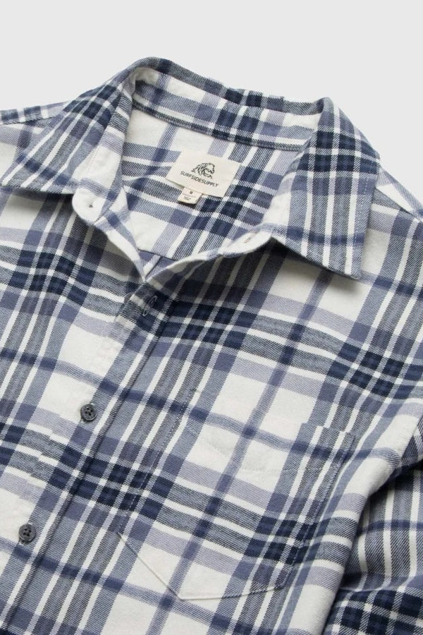 Wholesale,Surfside Supply, Surfside Supply Navy/White Brushed Flannel Plaid Overshirt, Blue, Small-40-TagSMedium-42-TagMLarge-46-TagLExtra Large-50-TagXL