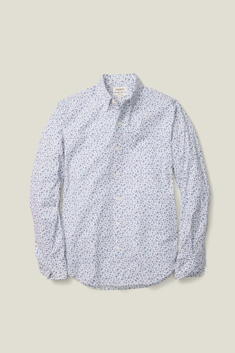 Wholesale,Bonobos, Bonobos Purple Arthurville Floral Print Stretch Shirt, Purple, Extra Large-49-TagXL
