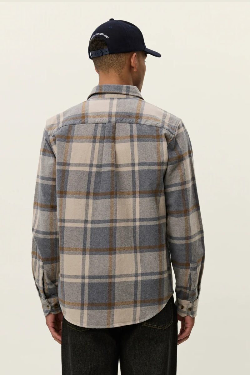 Wholesale,Les Deux, Les Deux Grey Melange Check Flannel Overshirt, Grey, Large-48-TagL