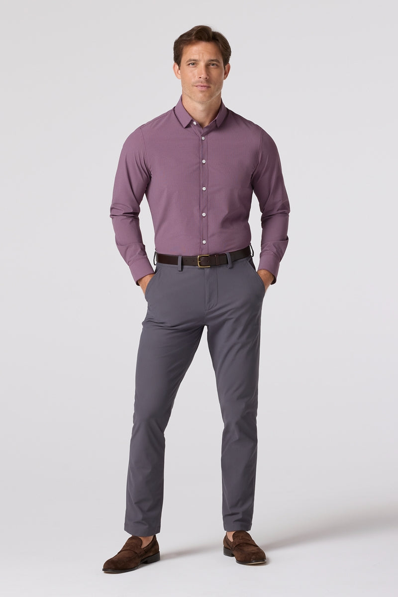 Wholesale,Mizzen + Main, Mizzen + Main Eggplant Plaid Trim Dress Shirt, Purple, Large-46-TagL