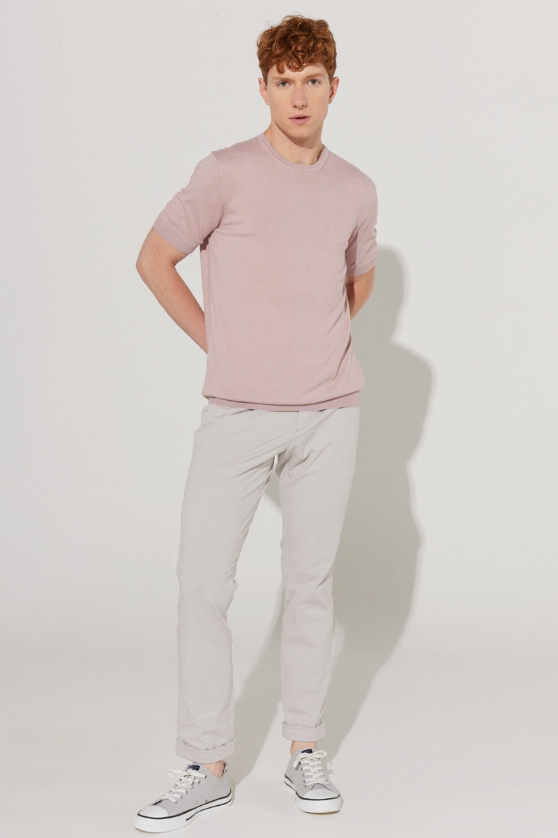 Wholesale,Altinyildiz Classics, Altinyildiz Classics Dusty Rose Knit T-Shirt, Pink, Medium-41-TagM