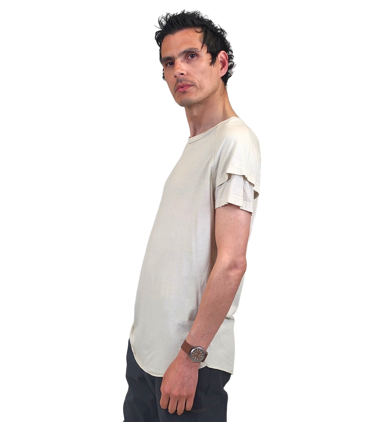 Wholesale,Reese De Luca, Reese De Luca Vanilla Double Sleeve T-Shirt, White, Medium-42-TagM