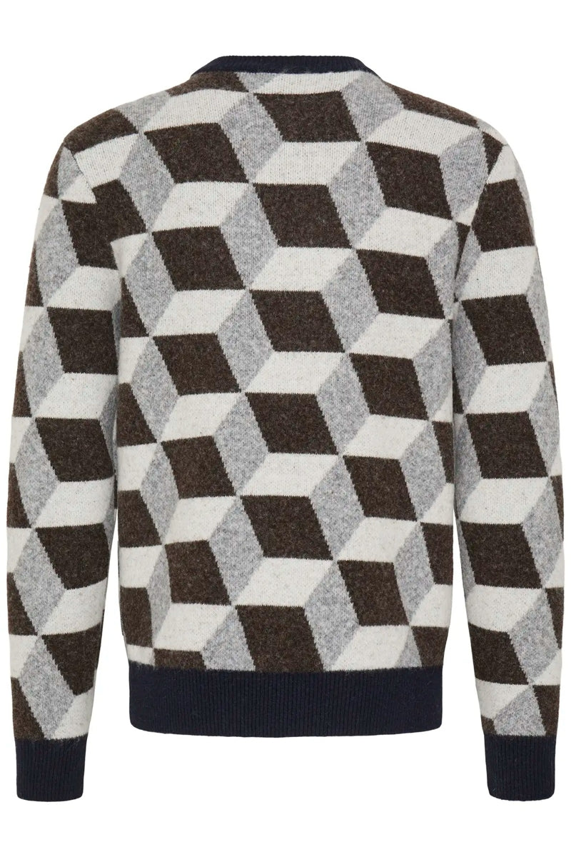 Wholesale,Casual Friday, Casual Friday Brown/Grey 3D Geo Textured Sweater, Brown, Medium-43-TagMLarge-45-TagLExtra Large-47-TagXLExtra Extra Large-50-TagXXLSmall-40-TagS
