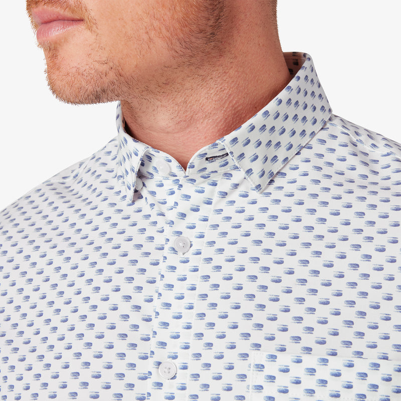 Mizzen + Main White Geo Print Trim Fit Short Sleeve Shirt