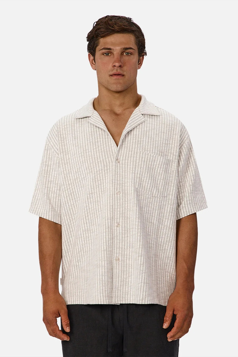 Wholesale,INDUSTRIE AUSTRALIA, INDUSTRIE AUSTRALIA Grey/Off White Knit Textured Stripe Shirt, Grey, Small-43-TagSMedium-45-TagMLarge-48-TagLExtra Large-50-TagXL