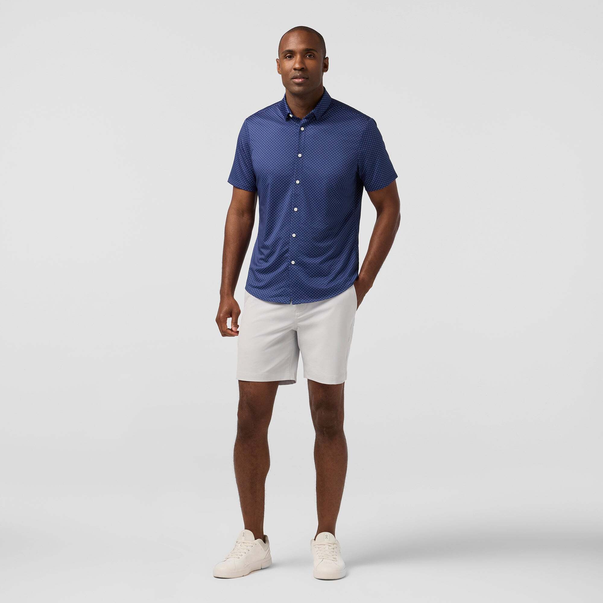 Wholesale,Mizzen + Main, Mizzen + Main Cobalt Dot Print No-Tuck Trim Shirt, Blue, Extra Extra Large-52-TagXXLSmall-41-TagSMedium-43-TagMLarge-46-TagLExtra Large-49-TagXL