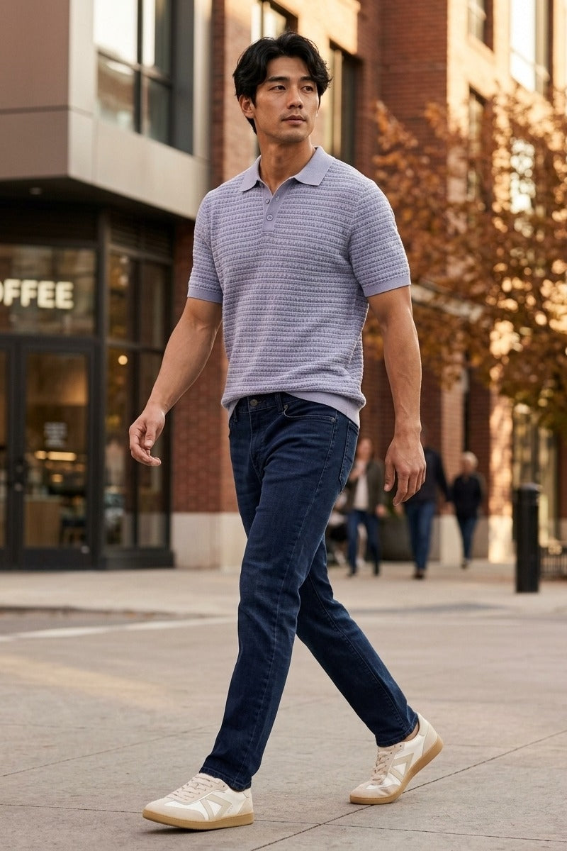 Wholesale,Wax London, Wax London Light Blue Mini Geometric Knitted Polo, Blue, Large-43-TagLMedium-41-TagMSmall-39-TagSExtra Large-45-TagXLExtra Extra Large-47-TagXXL